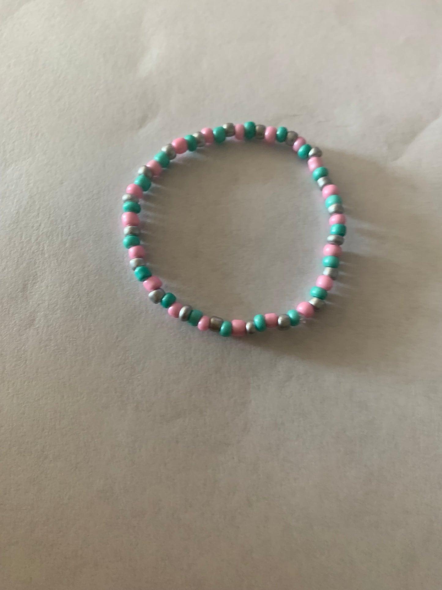 Pink silver and blue bracelet